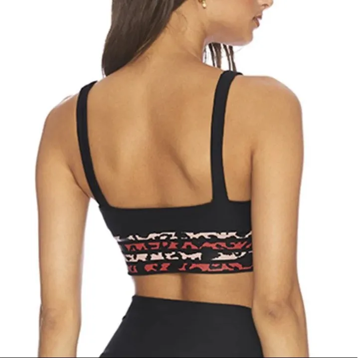 NWT Beach Riot Leah black sports bra with cheetah print stripes - Image 2
