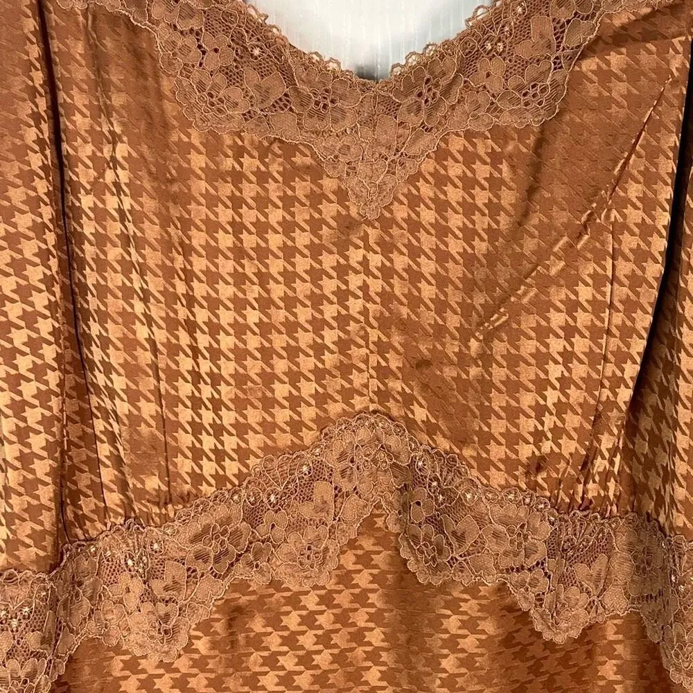 Torrid 1 Sz 1X Jacquard Lace Trim Cami  Dress in Lion Brown - Image 6