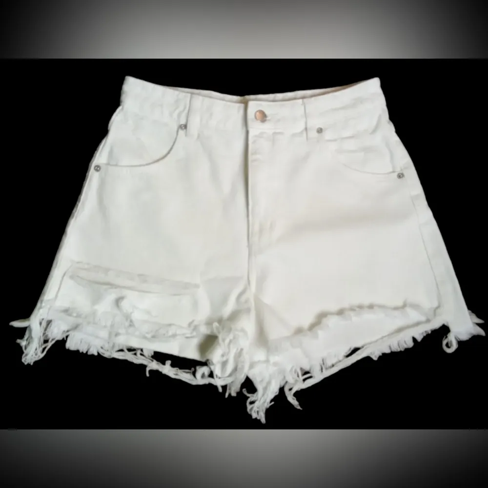 ROLLA'S DUSTERS SHORT 27 DISTRESSED HIGH RISE SLIM WHITE POCKETS - Image 2