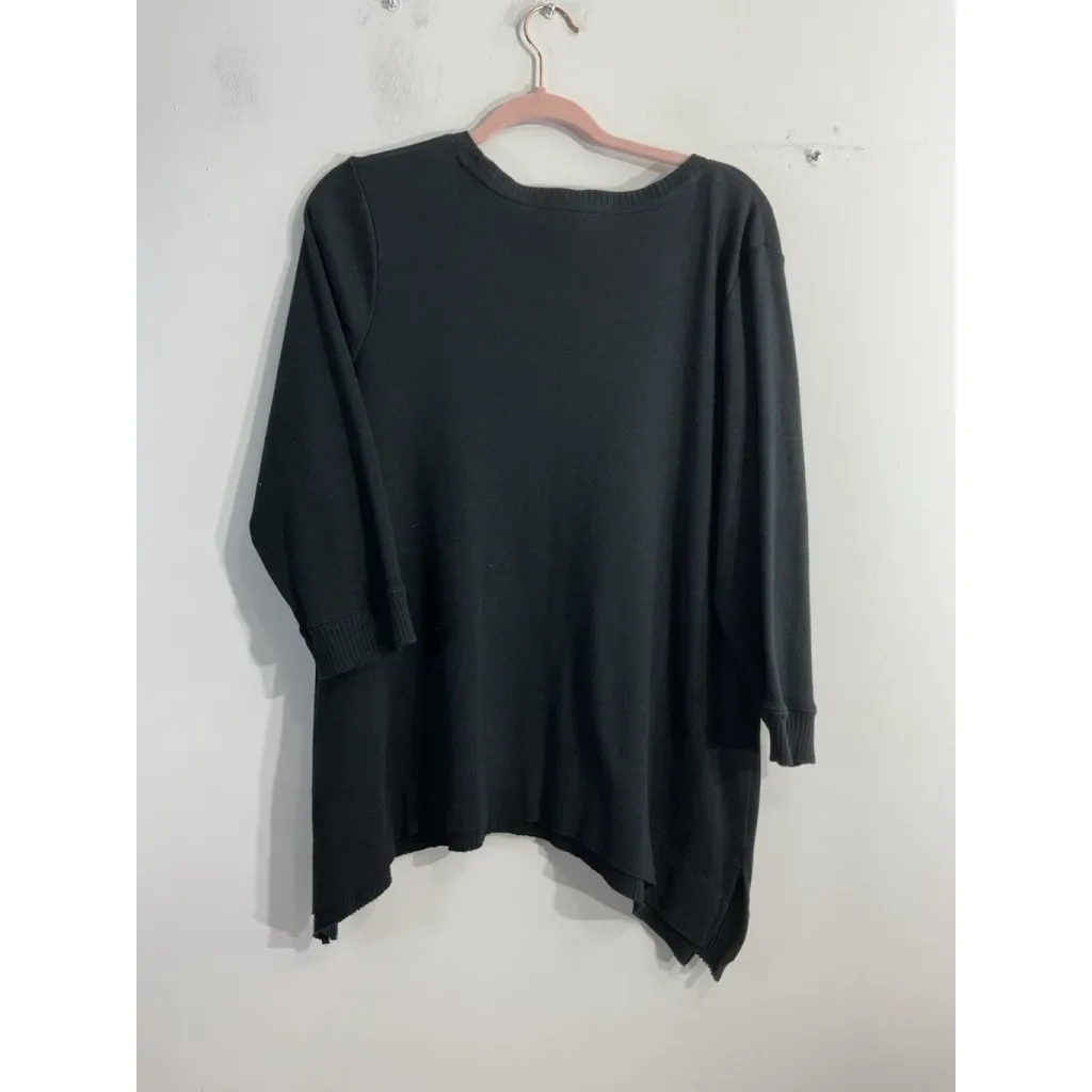 Womans Style & Co Pull Over Sweater XL Black 3/4 Sleeve Wing Bottom - Image 2