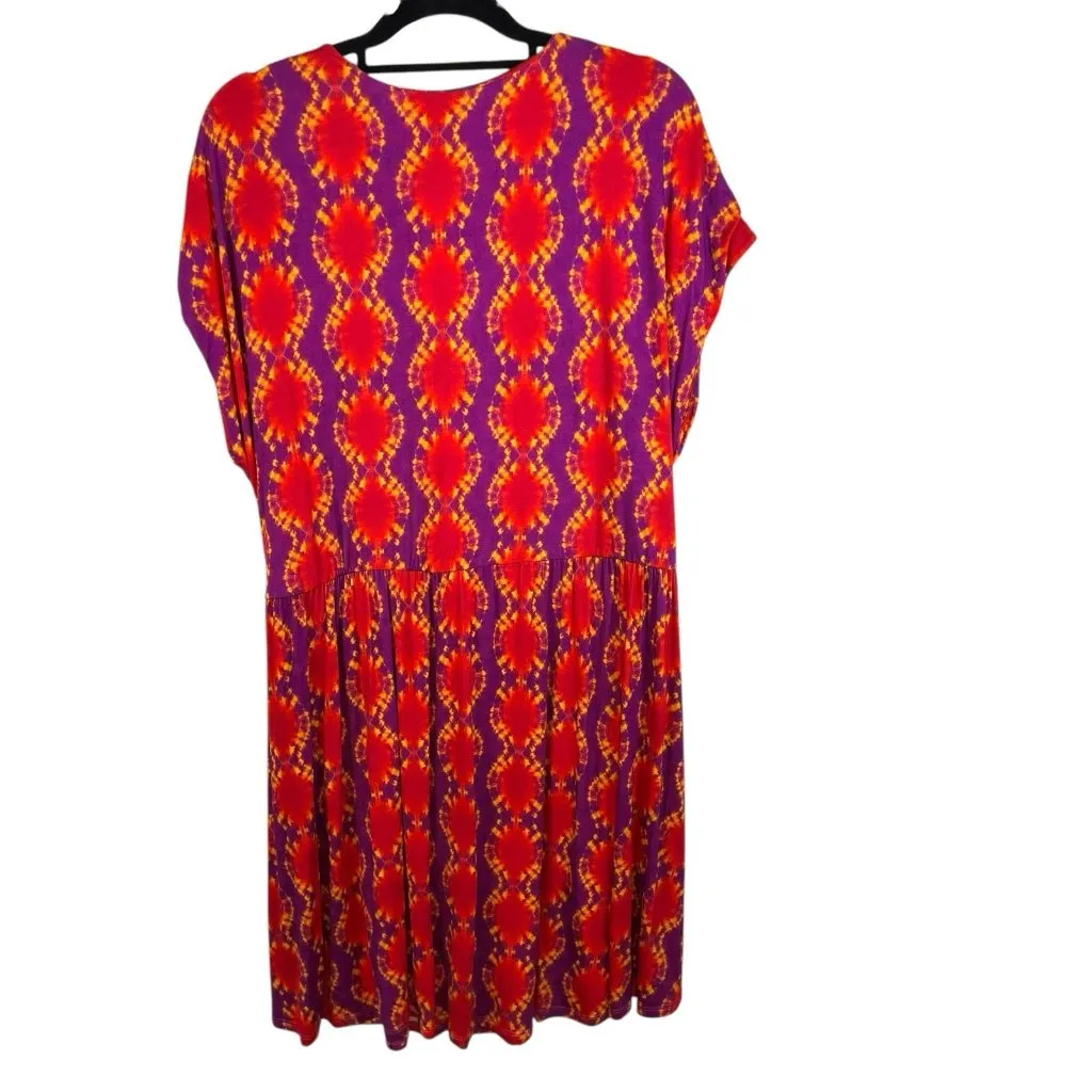 Soft Surroundings Kaveri Midi Dress Size 1X Wrap Front Tye Dye Boho Stretch - Image 2