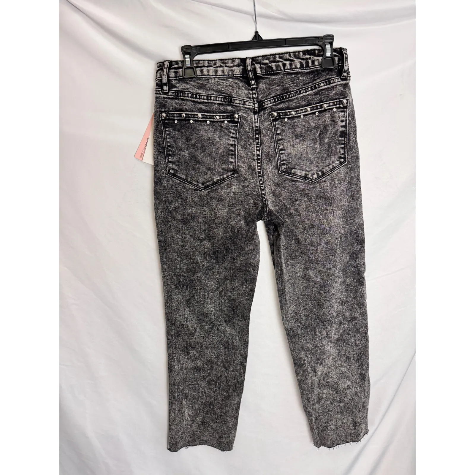 AQUA Studded Jeans High Rise Straight Leg Cropped‎ Gray Wash Size 28 - Image 8