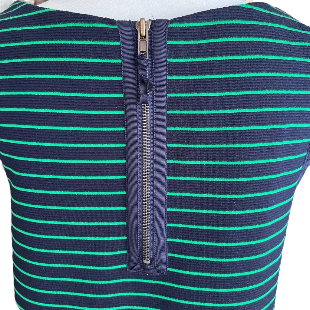 Anthropology Postmark Navy and Green Striped Tunic with lace sleeves Size Medium - Image 4