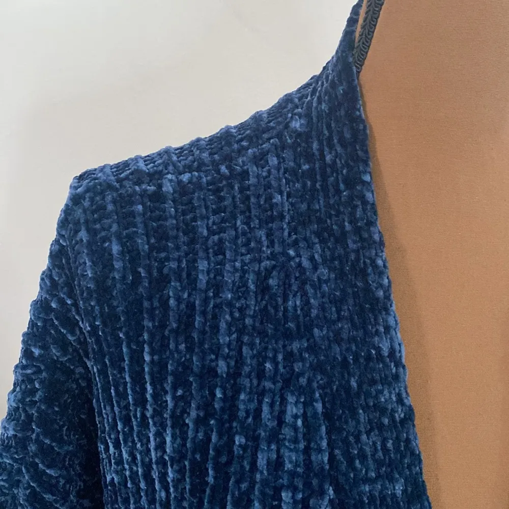 LA Hearts chenille oversized chunky open cardigan with tie belt deep blue XS / S - Image 6