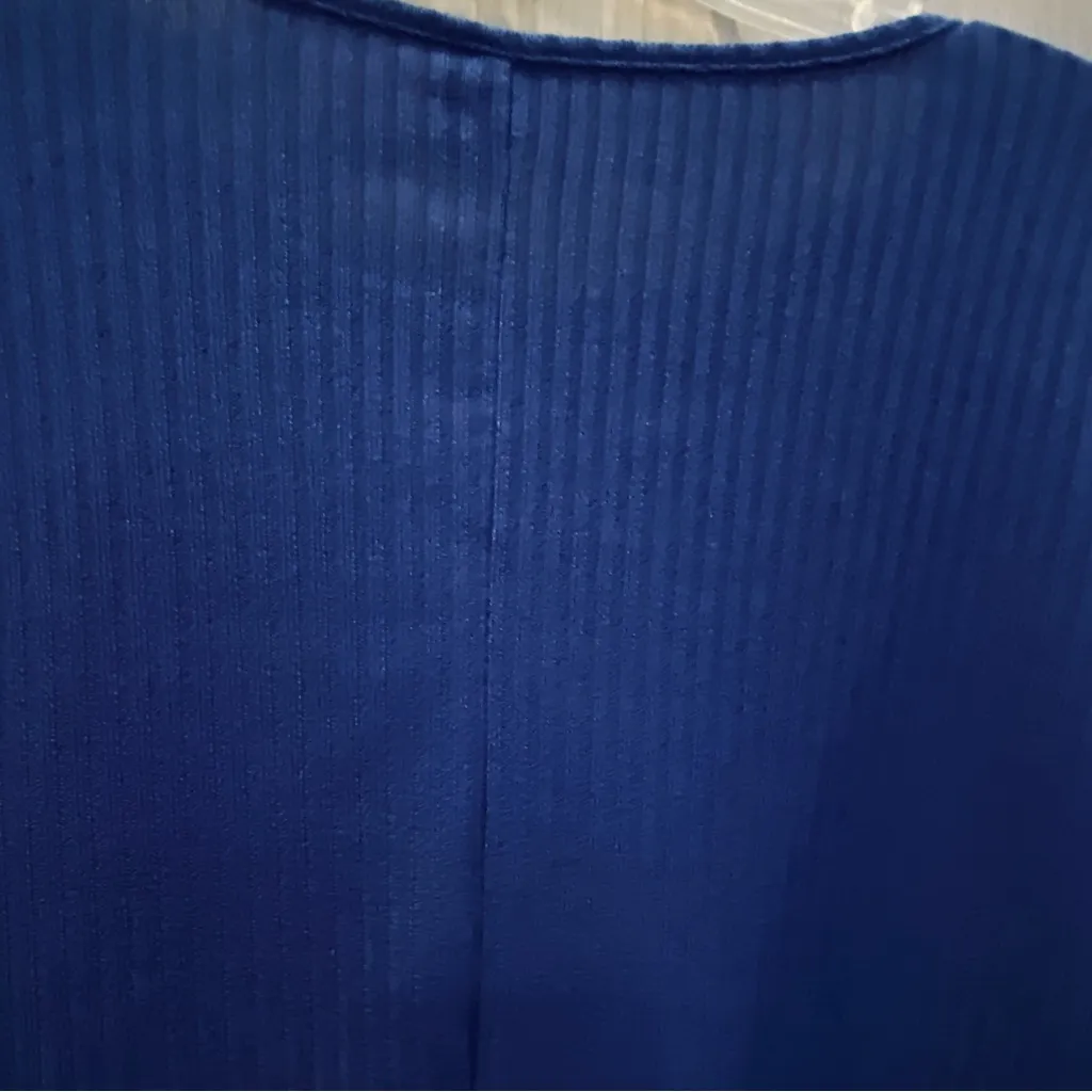 Royal Blue Large Cropped Round Crew Neck Batwing Sleeve Casual Blouse T - Image 5