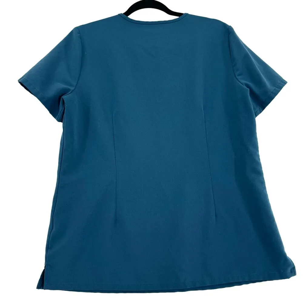 Figs Women's Casma Three-Pocket Scrub uniform Top color teal size small - Image 2