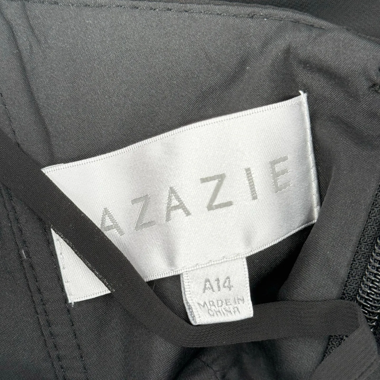 Azazie Tayla Dress Size 14 Bridesmaid Black Chiffon V-Back Side Boning Wedding - Image 5