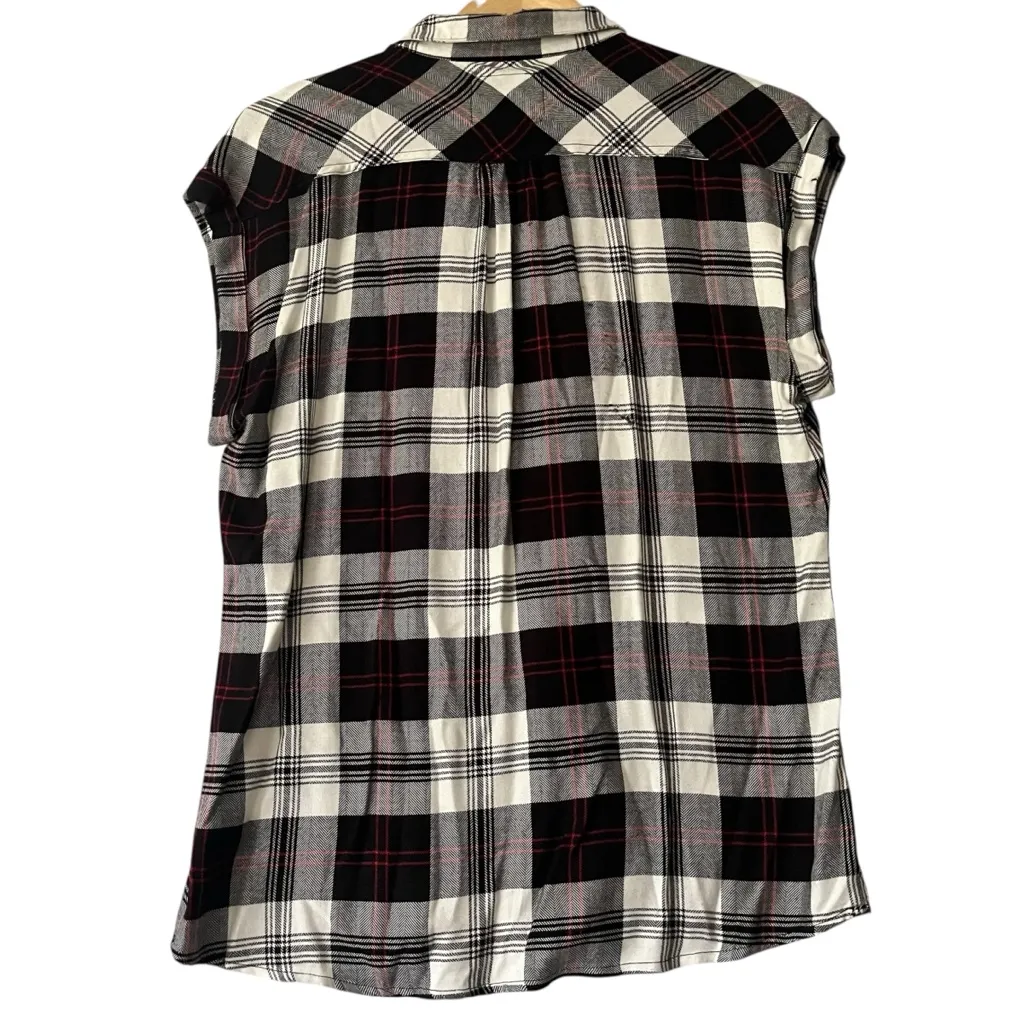RAILS Shirt Women’s S Small Red Black White Plaid Button Up Short Sleeve Casual - Image 3