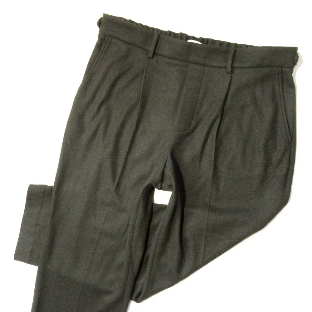 NWT Vince Pleated Cozy Pull-on in Olive Green Flannel Ankle Crop Pants L $325 - Image 2