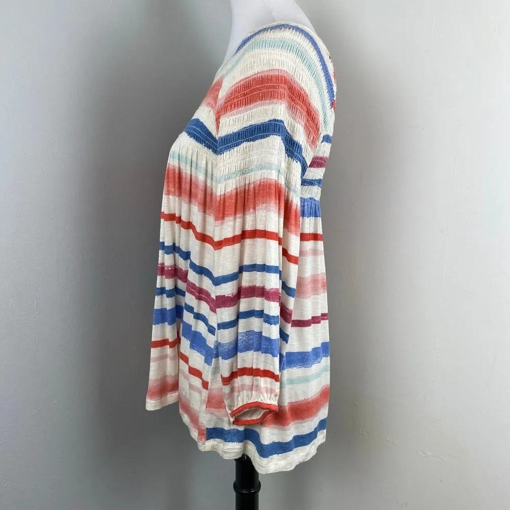 Anthropologie Meadow Rue Smocked Peasant Blouse Small Patriotic - Image 6