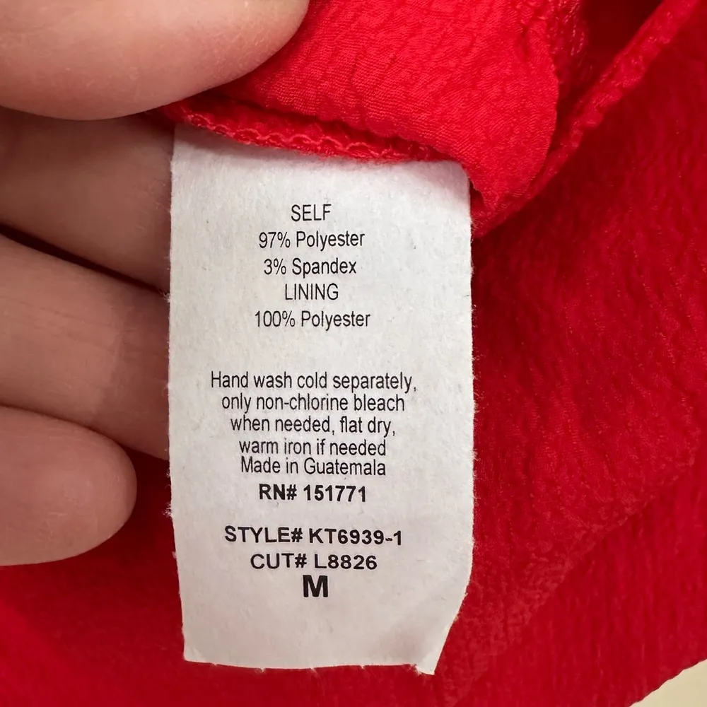 Red cropped cami, adjustable straps, back cut out detail, by LE LIS - Image 4