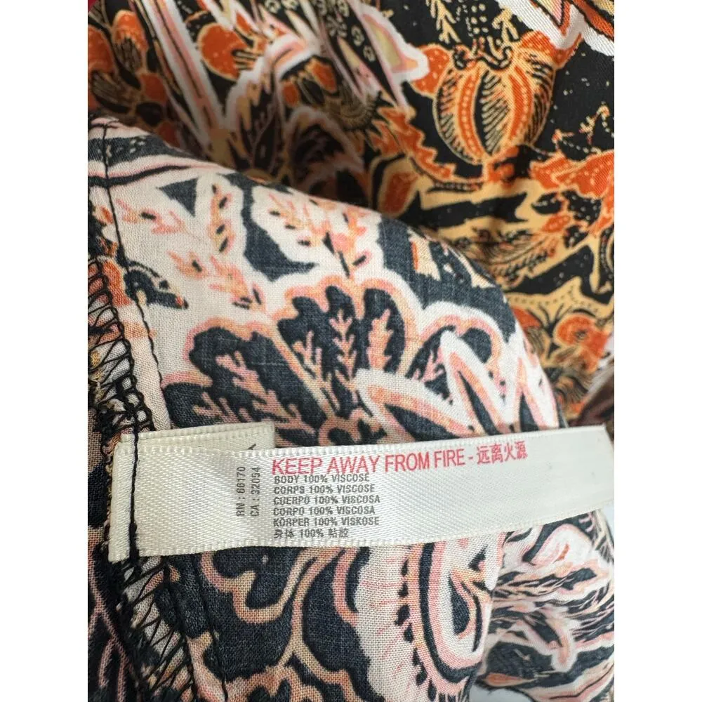 Free People Forever Yours Smocked Slip Maxi Dress Small Brown Black Floral Boho - Image 6