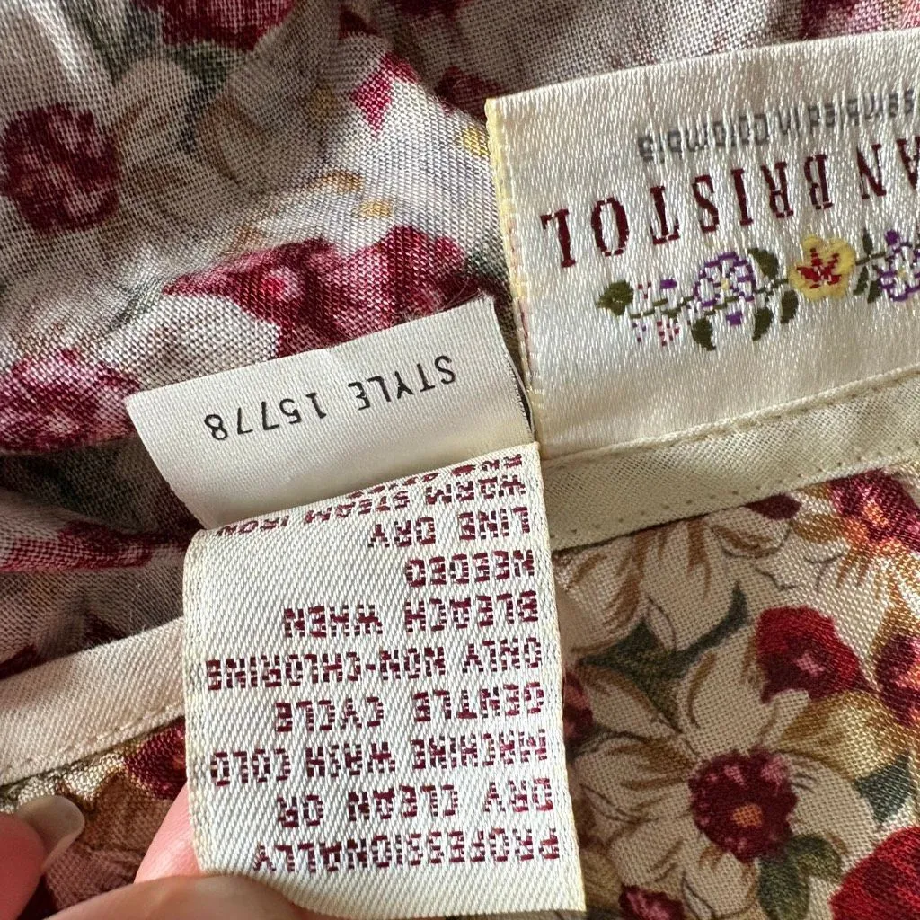 Vtg Susan Bristol Button Down Floral Lightweight Midi Skirt Cottagecore Prarie - Image 6