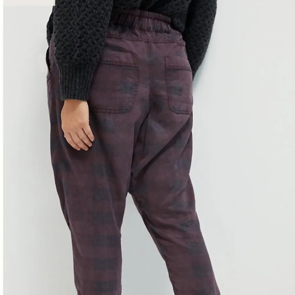 JACQUIE BUTTON-FLY High Waist Joggers Plaid Pants XS - Image 6