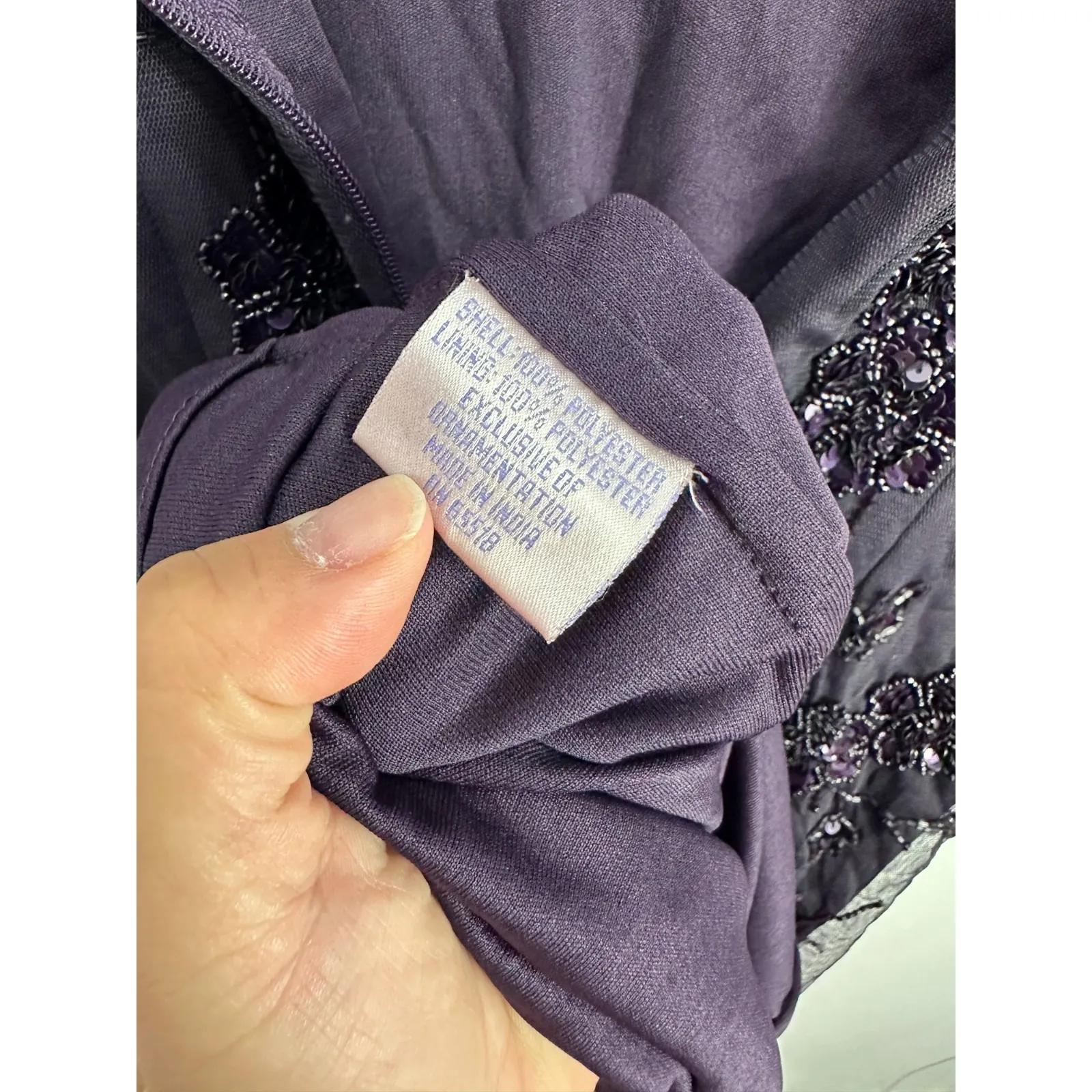 Patra Dress 6 Purple Beaded Sequin Sheer Overlay Cocktail Party Formal Midi - Image 7