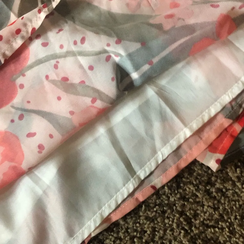 Popreal Chiffon Bow tie Shoulder Floral Dress Matching Mommy & Me Size Large Pink - Image 4