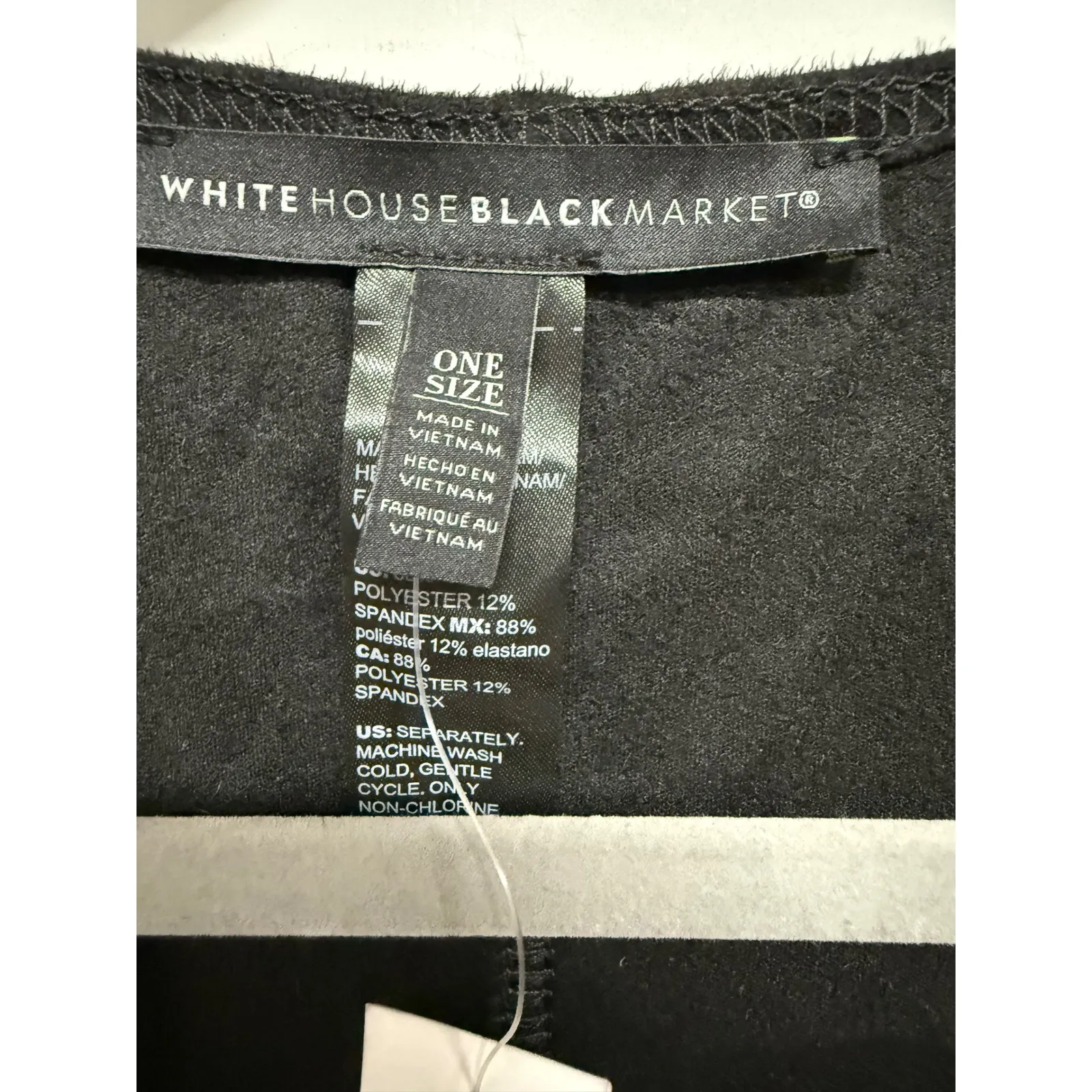 White House Black Market Faux Suede Solid Black Fringe NWT One Size Poncho - Image 4