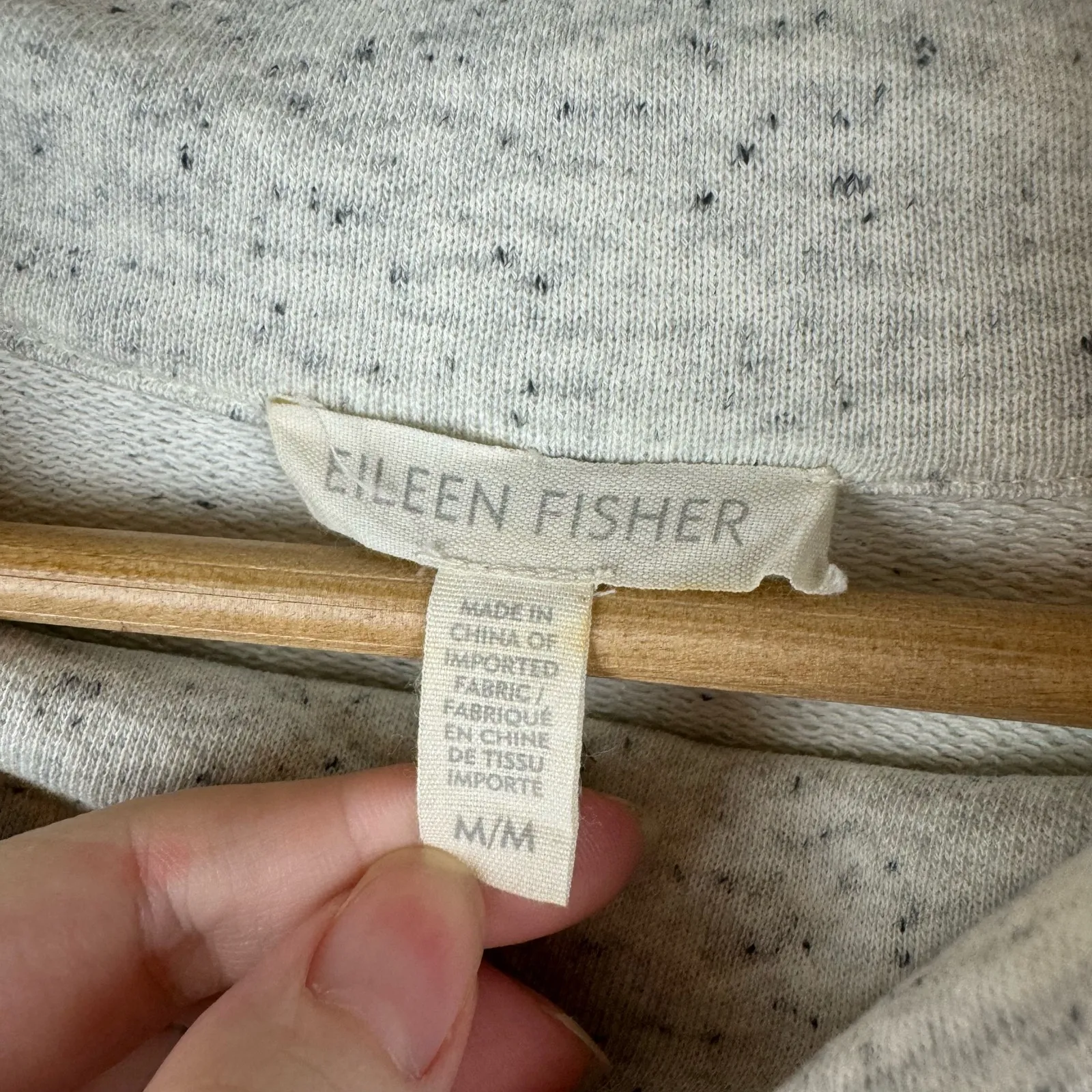 Eileen Fisher Womens Speckled Mock Neck 3/4 Sleeve Tunic Sweater in Gray‎ Sz M - Image 9