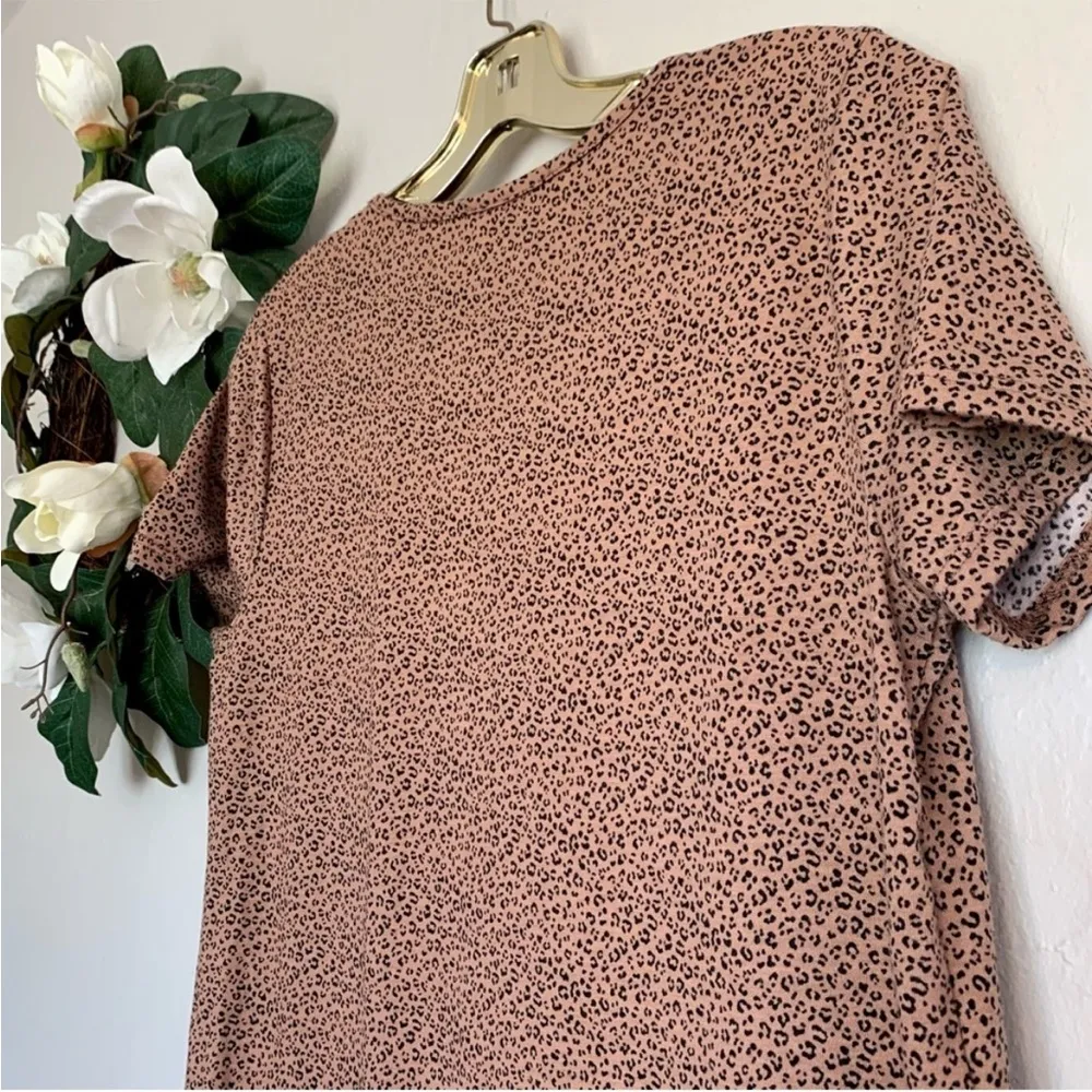 Gaze Cheetah Animal Print Short Sleeve Peplum Top S Brown - Image 6