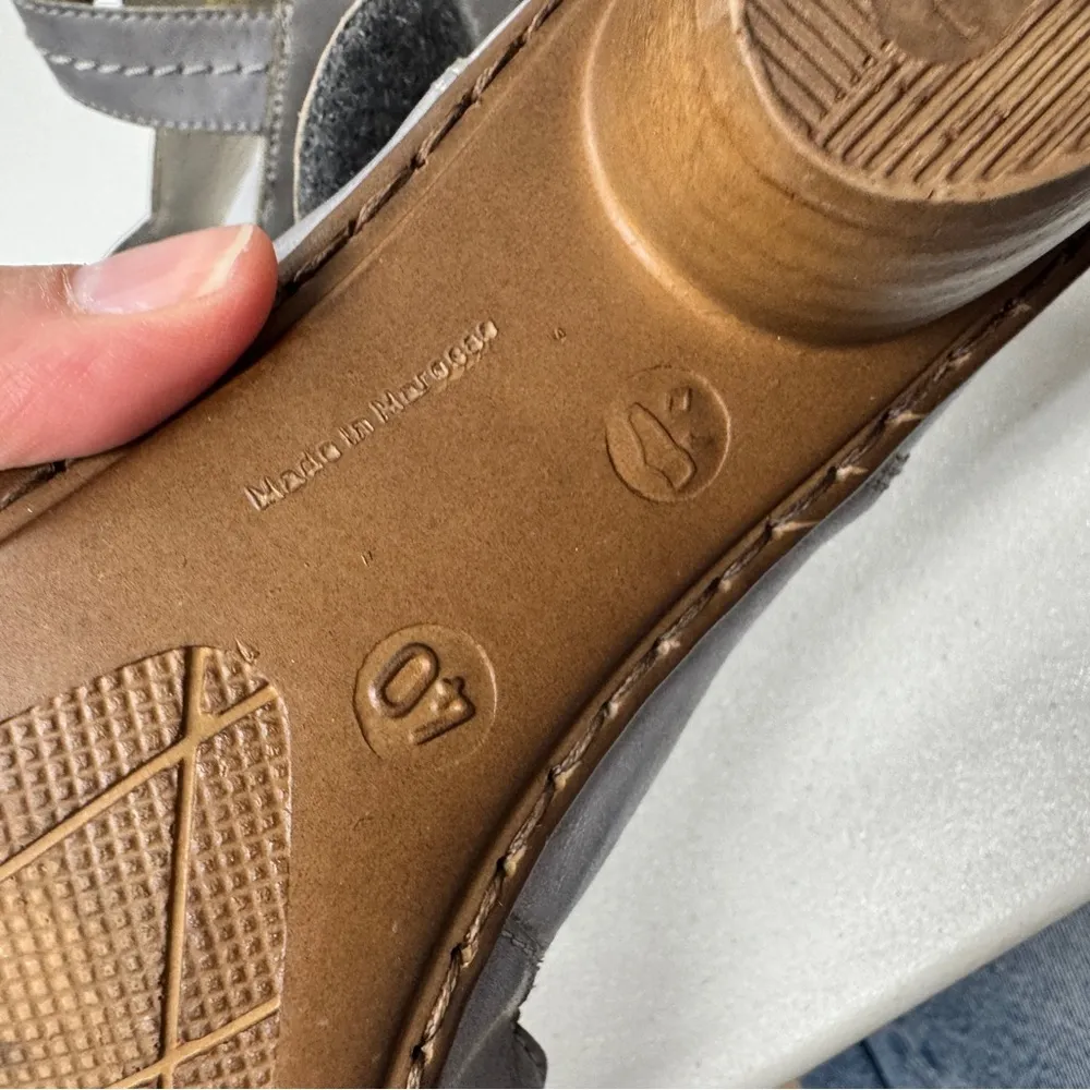 Reiker Grey Leather Artsy Mary Jane Heels Womens 9.5 Lagenlook Casual Funky Gray - Image 10