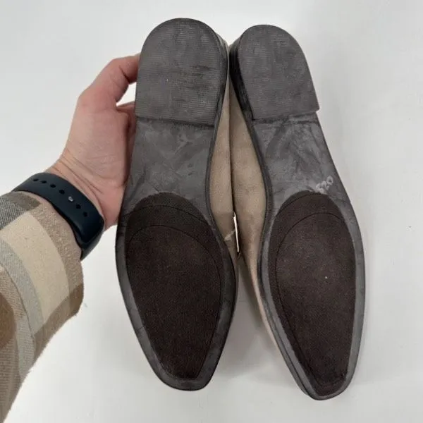 NWT Vintage Havana 7.5 Suede Slip On Loafer Taupe‎ Gold Buckle Polly Mule - Image 6