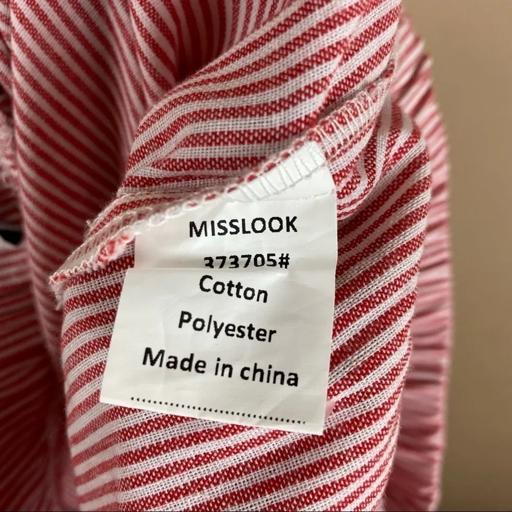 Misslook Medium 90’s Women’s Striped Red & White Pants Island Vacation Tapered - Image 6