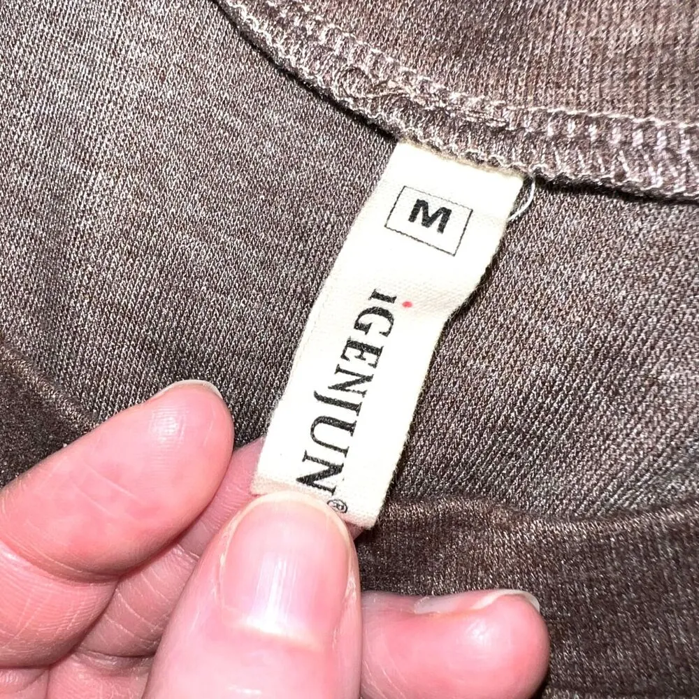 Igenjun Womens Asymmetrical Sweater Long Sleeve Button Accent Brown Medium - Image 5