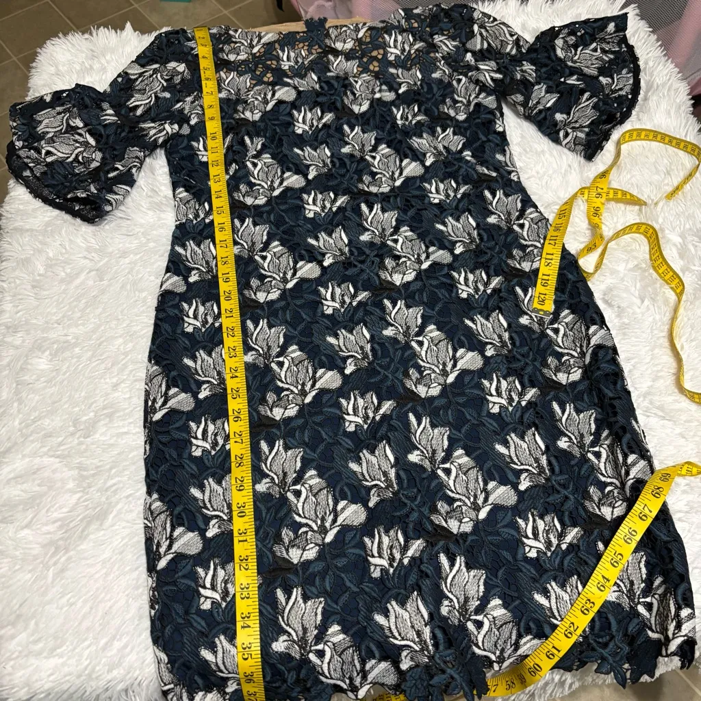 Ralph Lauren Navy and White Floral Lace Dress - Image 4