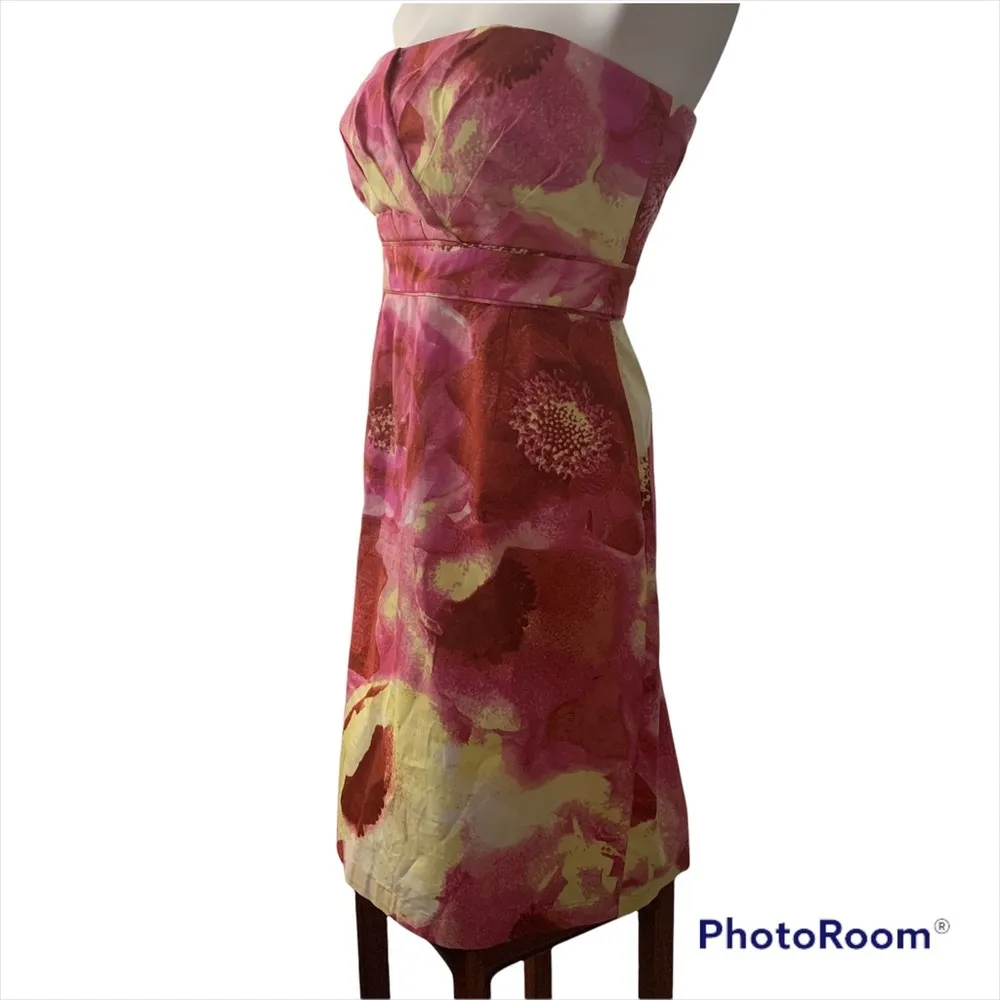 New York & Company Dress Corset Strapless Floral Print Knee … - Image 9