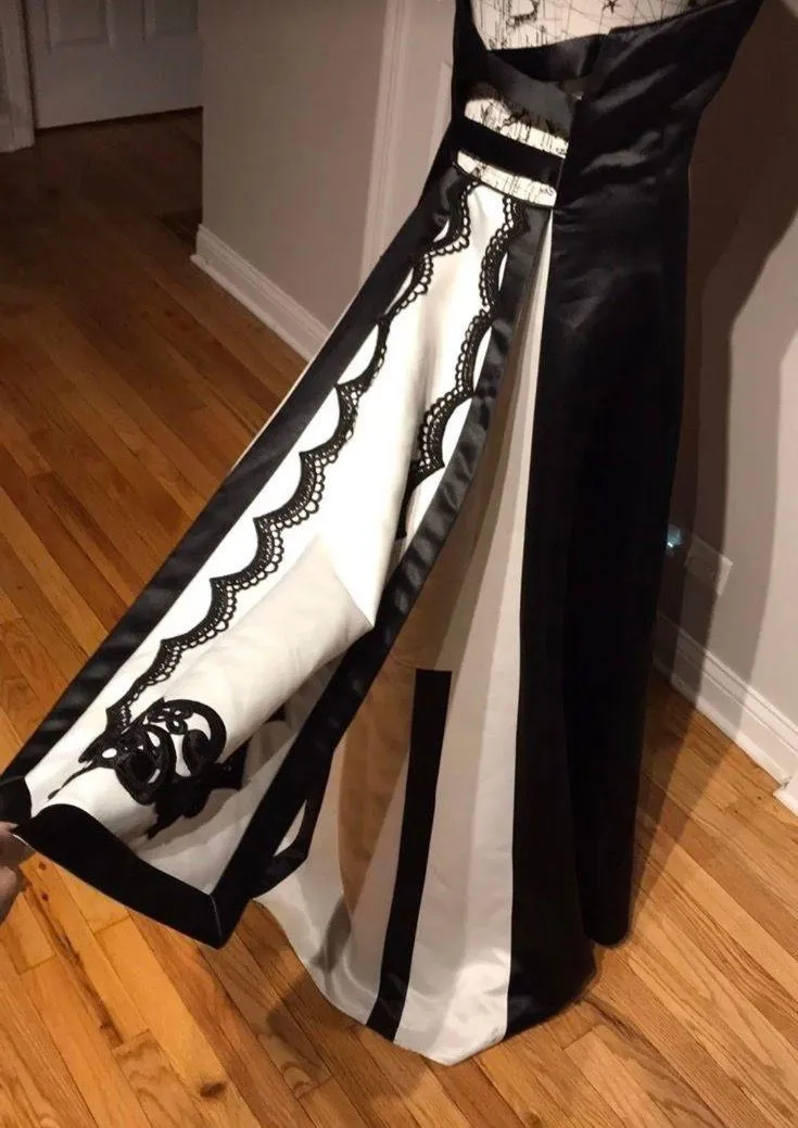  Prom Dress Bicolor A-line Puffy Corset Train Embroidery  - Image 5