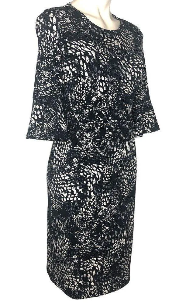 Black and White Animal Print Sheath Dress  - Size Extra Small (XS) - Image 2
