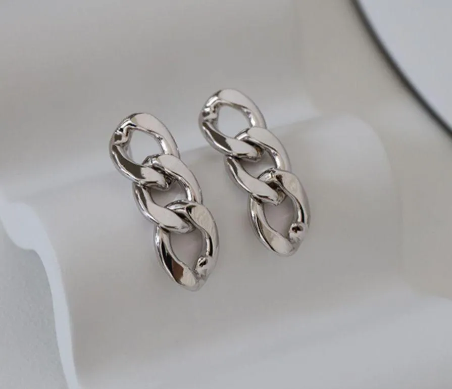 Thick hoop earrings thick chain earrings SILVER chain earrings - Image 4