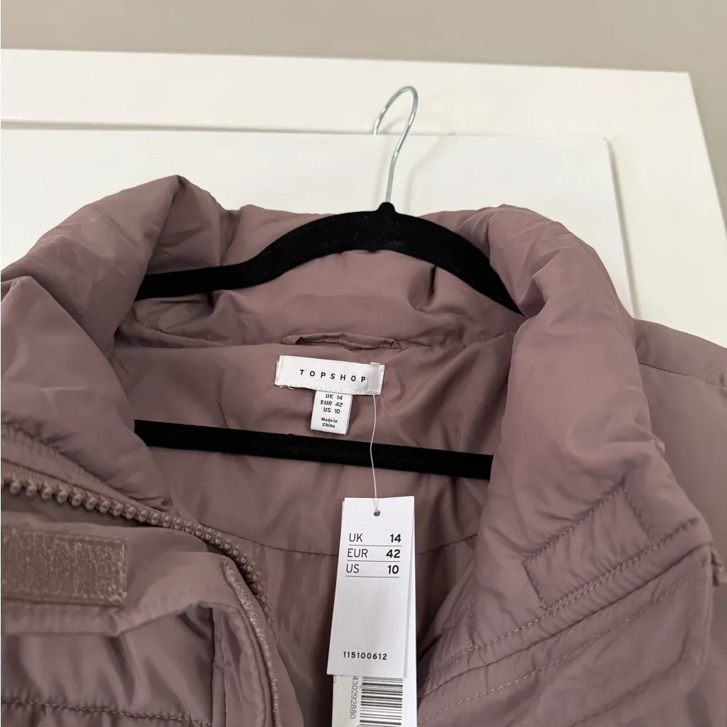 Topshop Taupe Mauve Puffer Jacket Vest NWT - Image 5