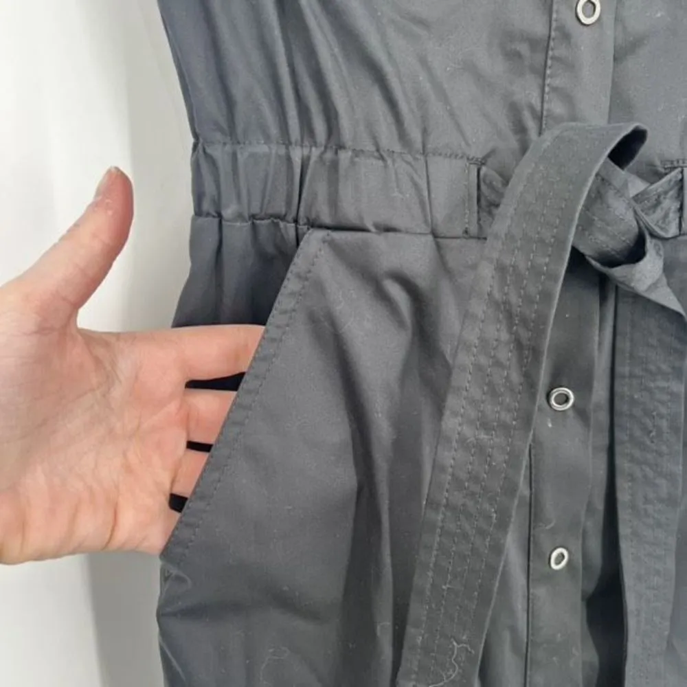 Laundry Women's Midi Shirt Dress Tie Waist Snap Button Pockets‎ Black Size 0 - Image 4