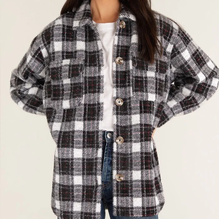 NWT Z Supply Plaid Tucker Jacket Black & White size S Winter Casual Cozy - Image 2