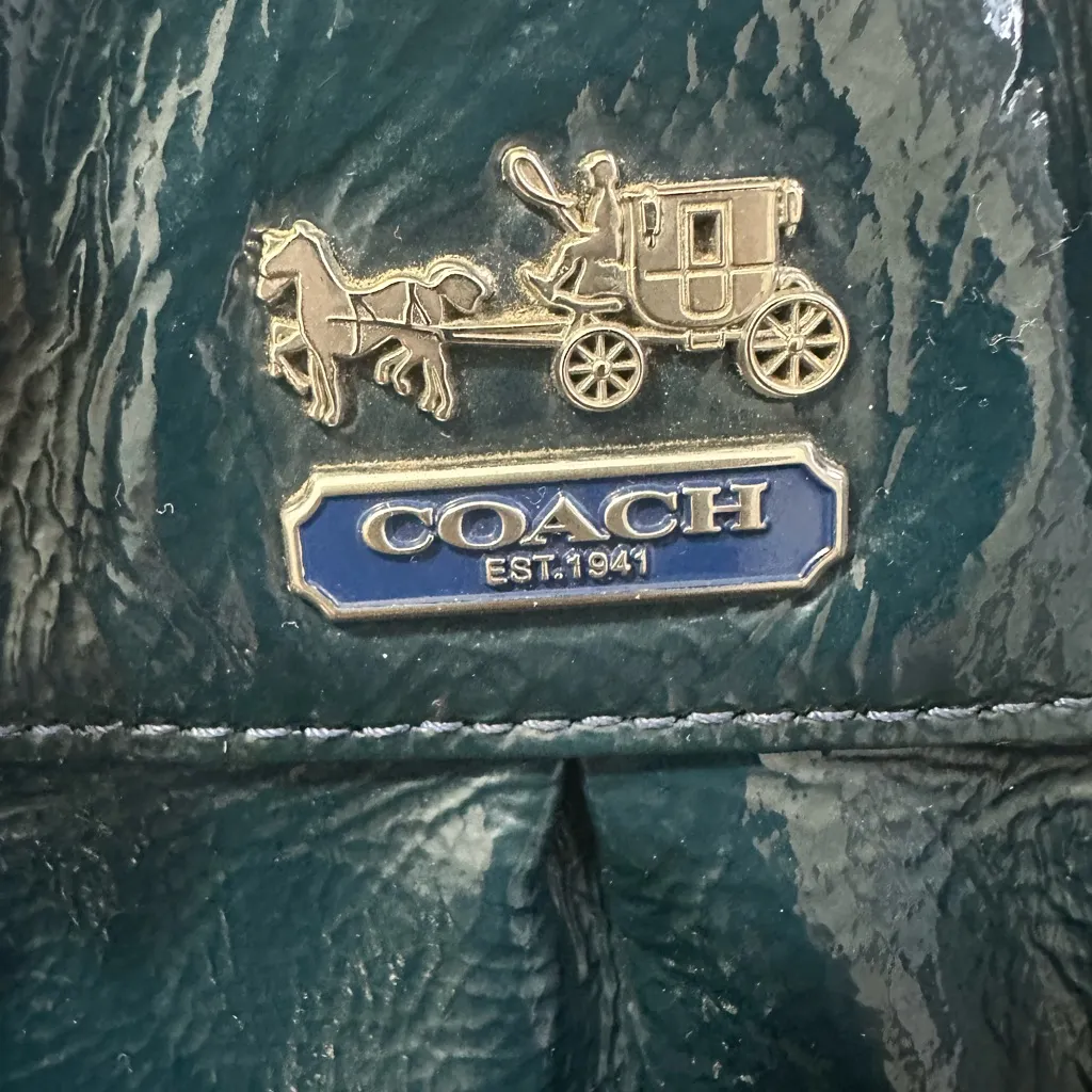 Coach Blue Patent Leather Satchel w shoulder strap - Image 4