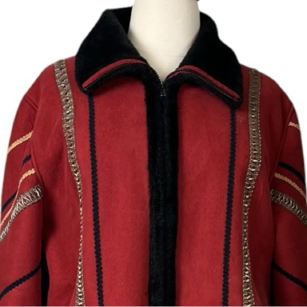 Tally Ho Winter Coat Faux Suede Fur Lined Heavy Black Orange Women’s Size XL - Image 5