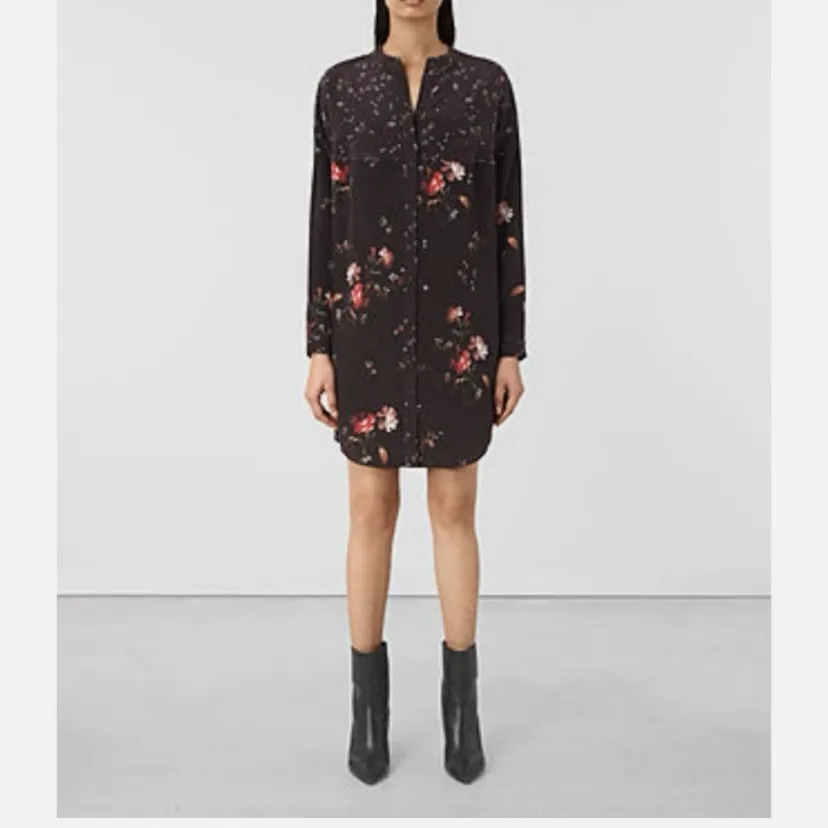 All Saints Helle Amarillo 100% Silk Button Up Shirt Dress - Image 2