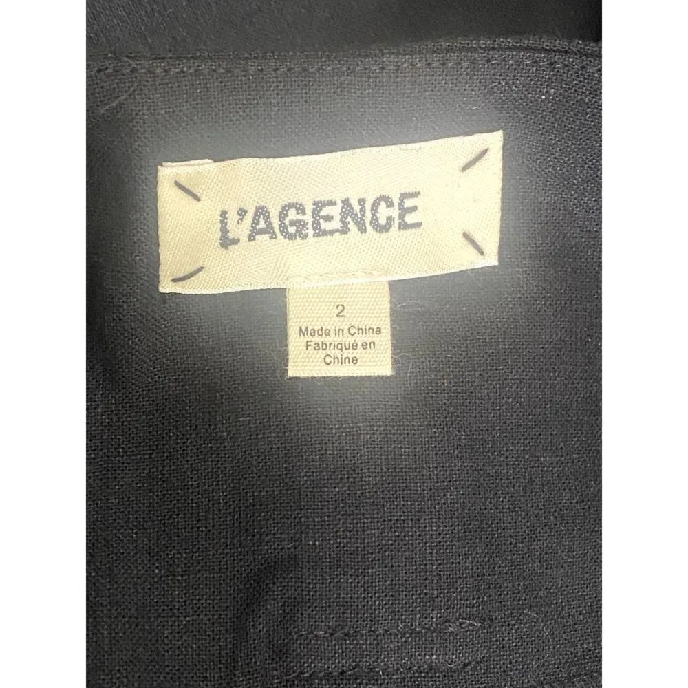 NWT L'AGENCE Alex Paperbag Tie Zip High Waist Shorts Pockets 2 Black #1678 - Image 8