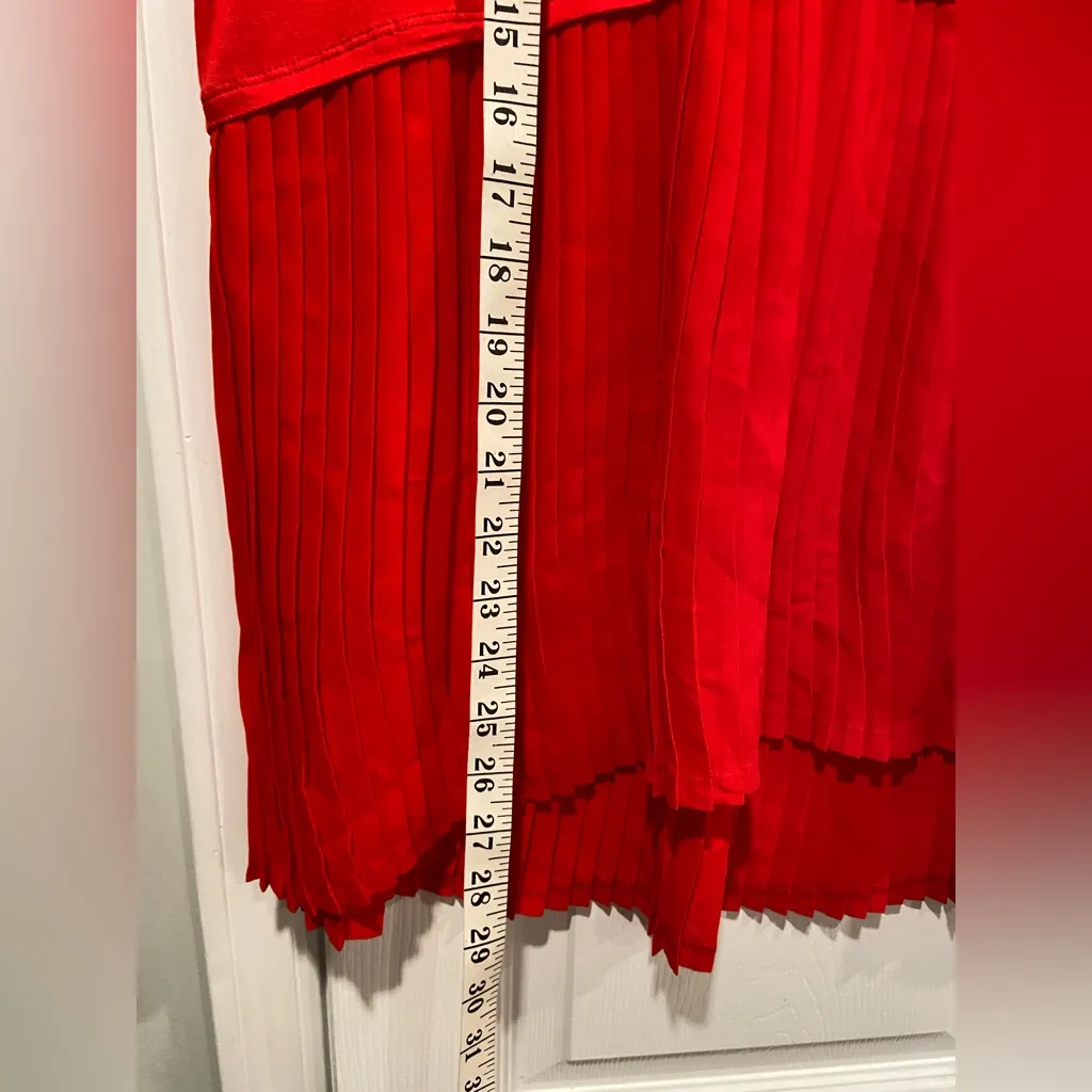 NWT Limited Size L Red Short Sleeve V Neck Pleated Hem Flowy Tunic Stretch Top - Image 11