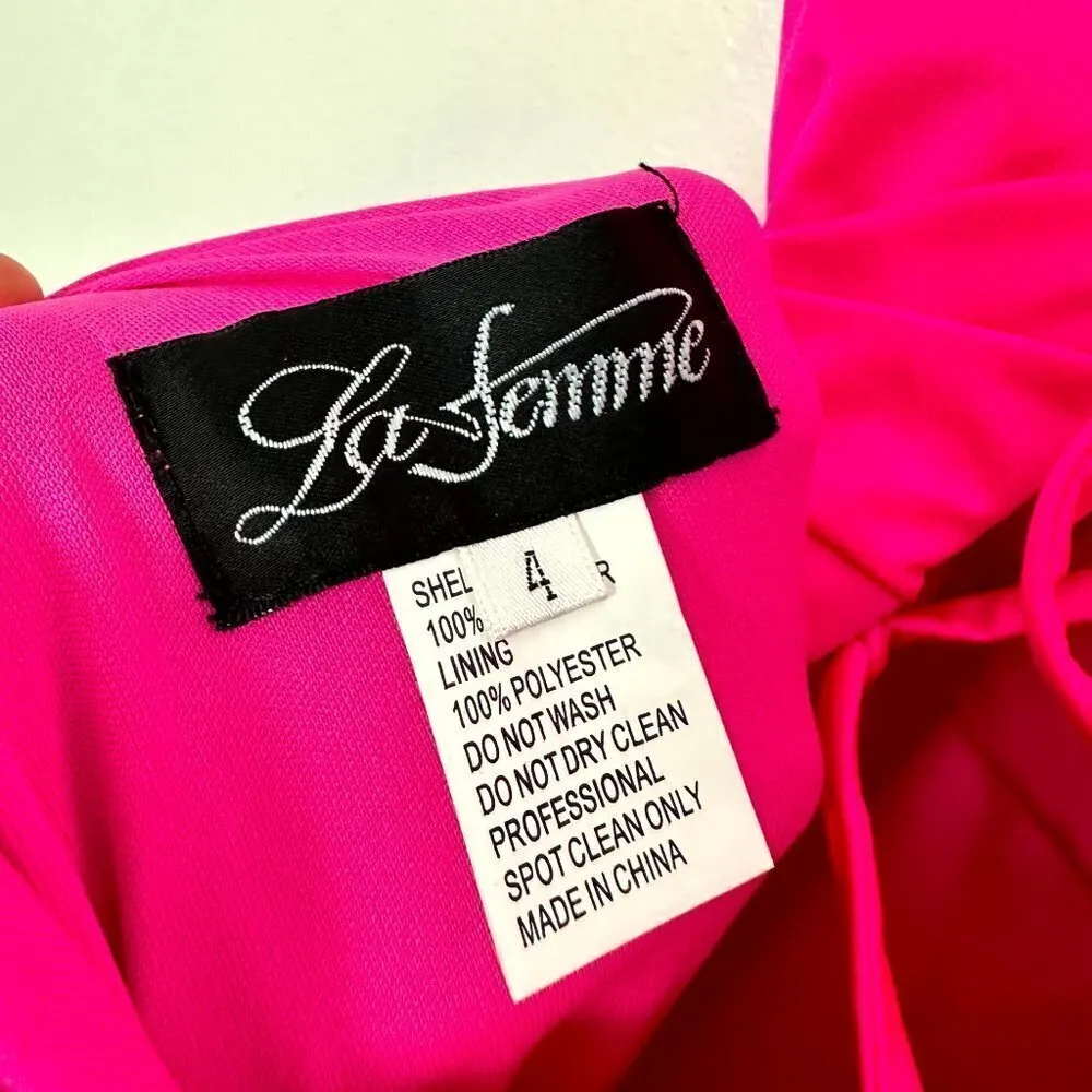 LA FEMME Strappy Back Jersey Gown in Hot Pink Size US 4 - Image 4