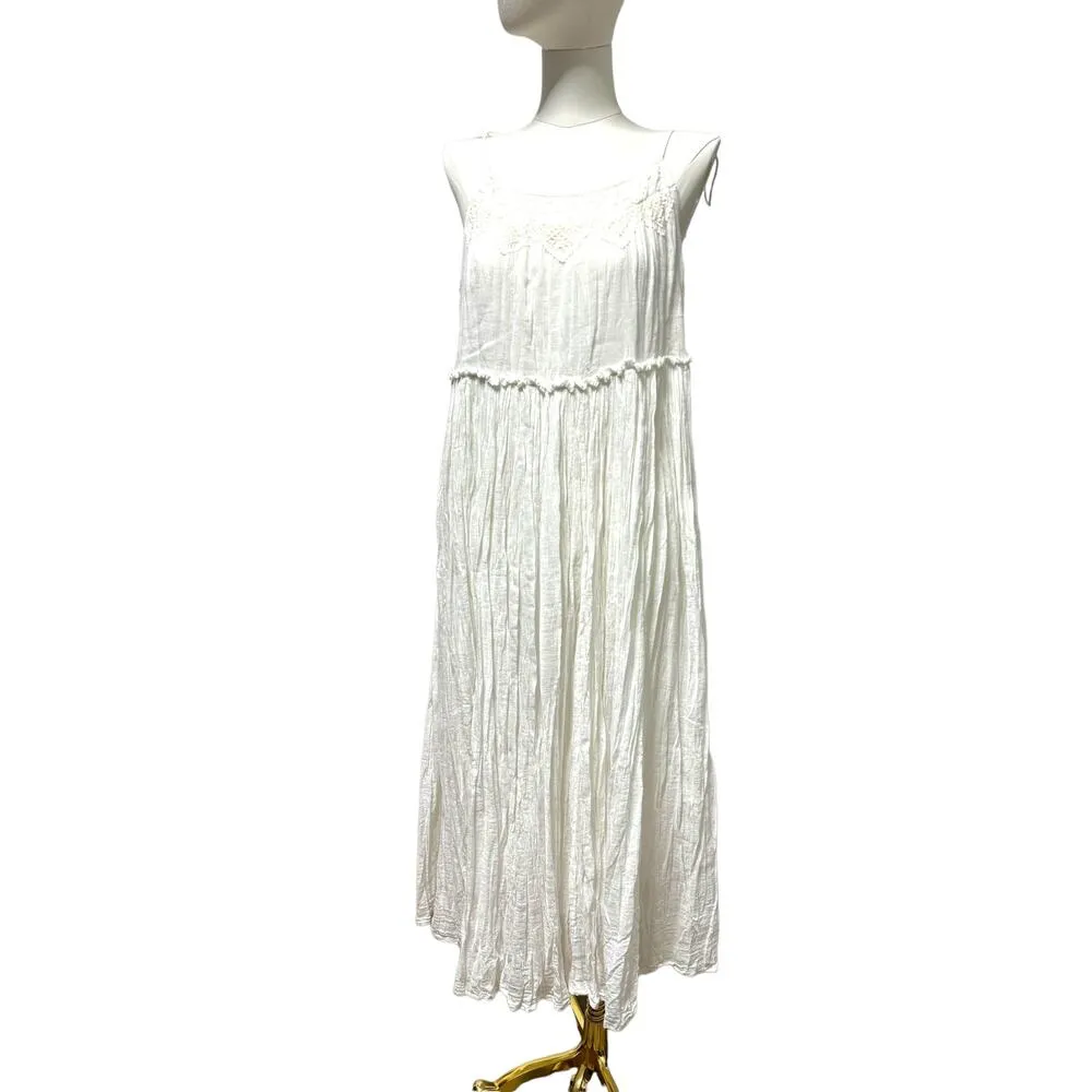 Talisman Raja Maxi White Dress Size Small Bohohemian Summer Beach Vacation Maxi - Image 3