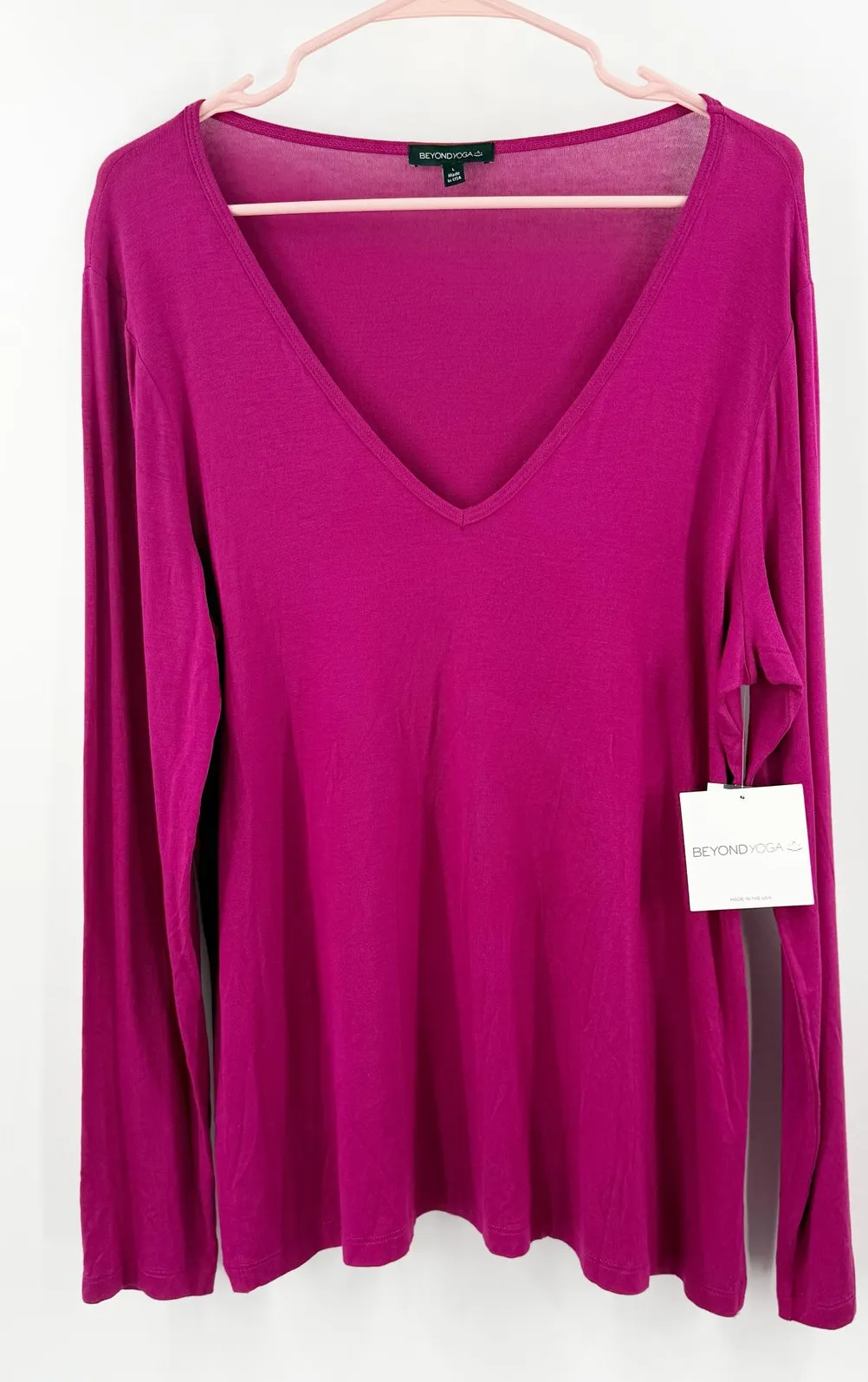 BEYOND YOGA Top Women’s Large Long Sleeve Pullover NWT Spandex Blend Casual Plum - Image 1