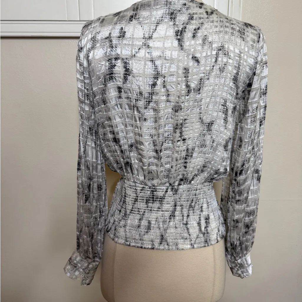 White House Black Market snake print long-sleeved wrap top.  - Image 3