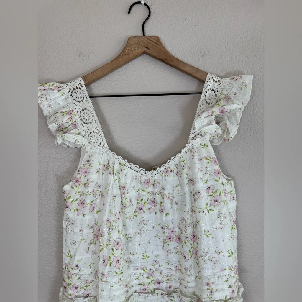 Rahi Anthropologie Vittoria Seaphina Tunic Dress in White Pink Floral Medium - Image 5