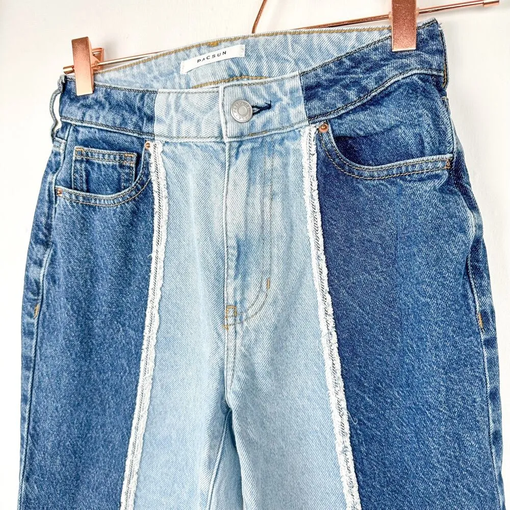 PacSun Jeans Eco Two-Tone Cut & Sew Mom Jeans 24 - Image 4