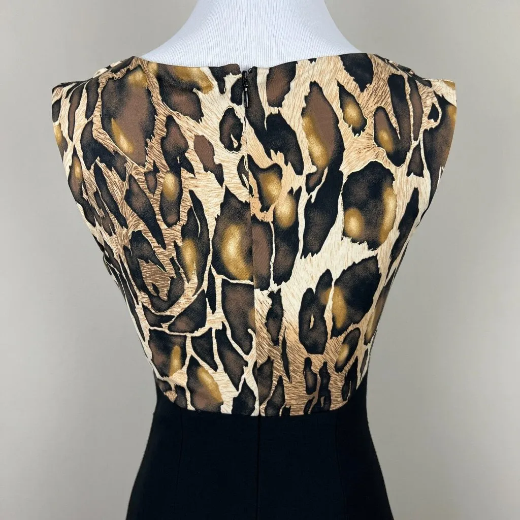 Cache‎ Dress 2 Black Animal Print Cowl Neck Sheath Wiggle Over Knee Mob Wife - Image 9
