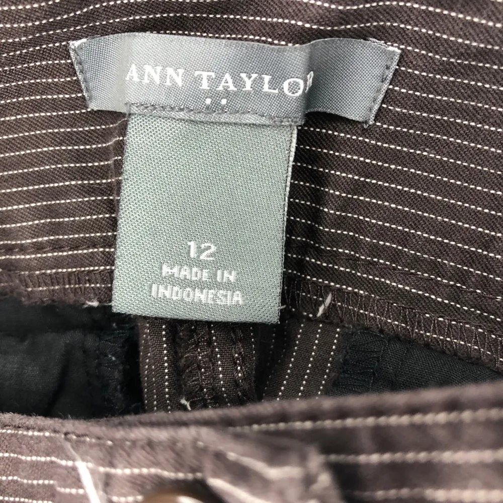 Ann Taylor Pants Brown Pinstripe Wide Leg Trousers Sz 12 EUC Business Casual - Image 7