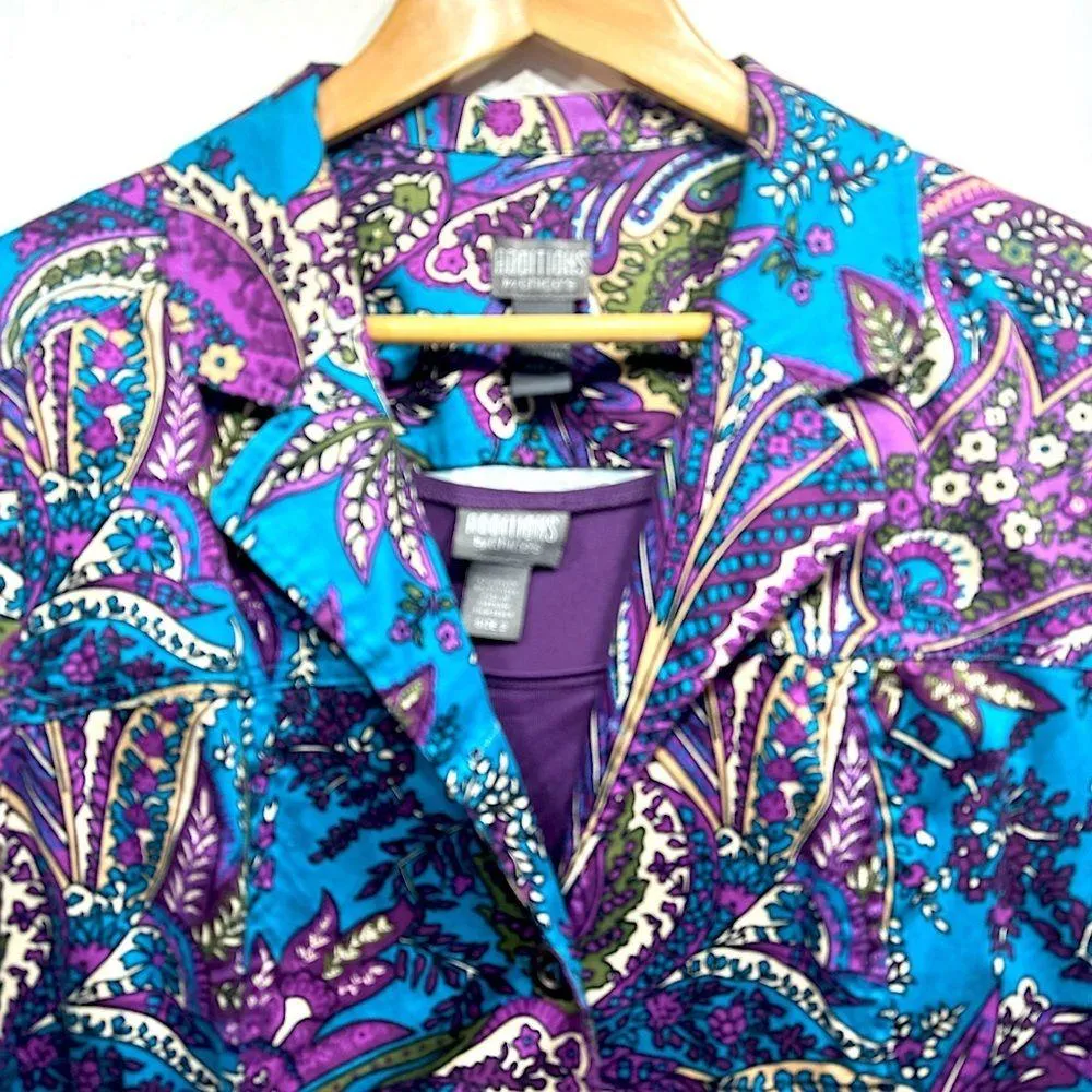 Chico’s Additions Paisley Button Front Long Sleeve Jacket Free Bonus Tank Top - Image 5