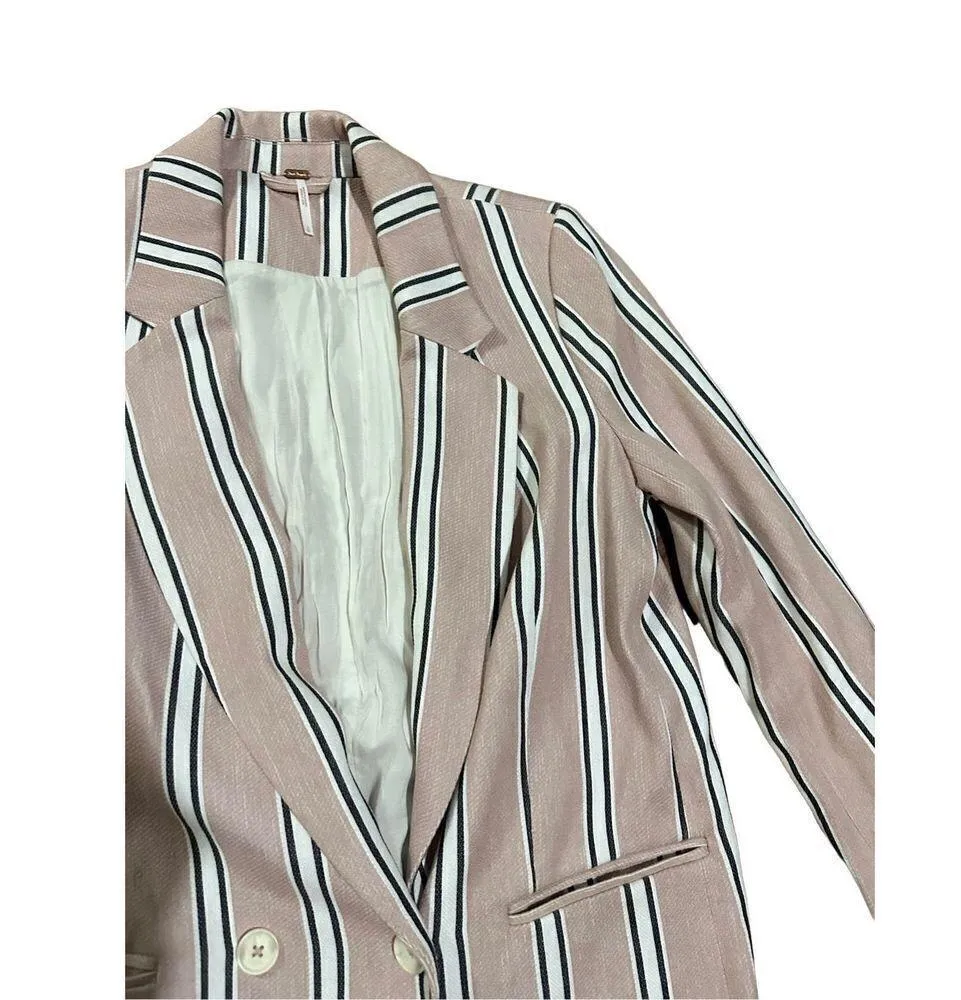 Free People Uptown Girl Blazer sz small soft pink combo - Image 11